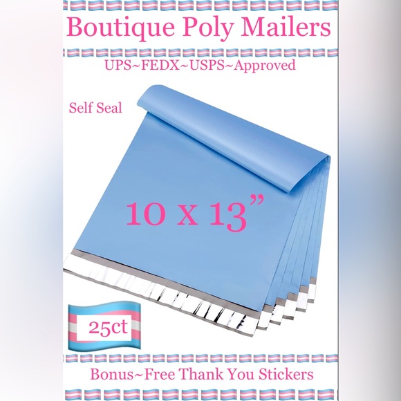 25ct 10x13’ Designer PolyMailers ~BONUS! Free Thank You Stickers 🏳️‍⚧️🆕🏳️‍⚧️ - Picture 1 of 8
